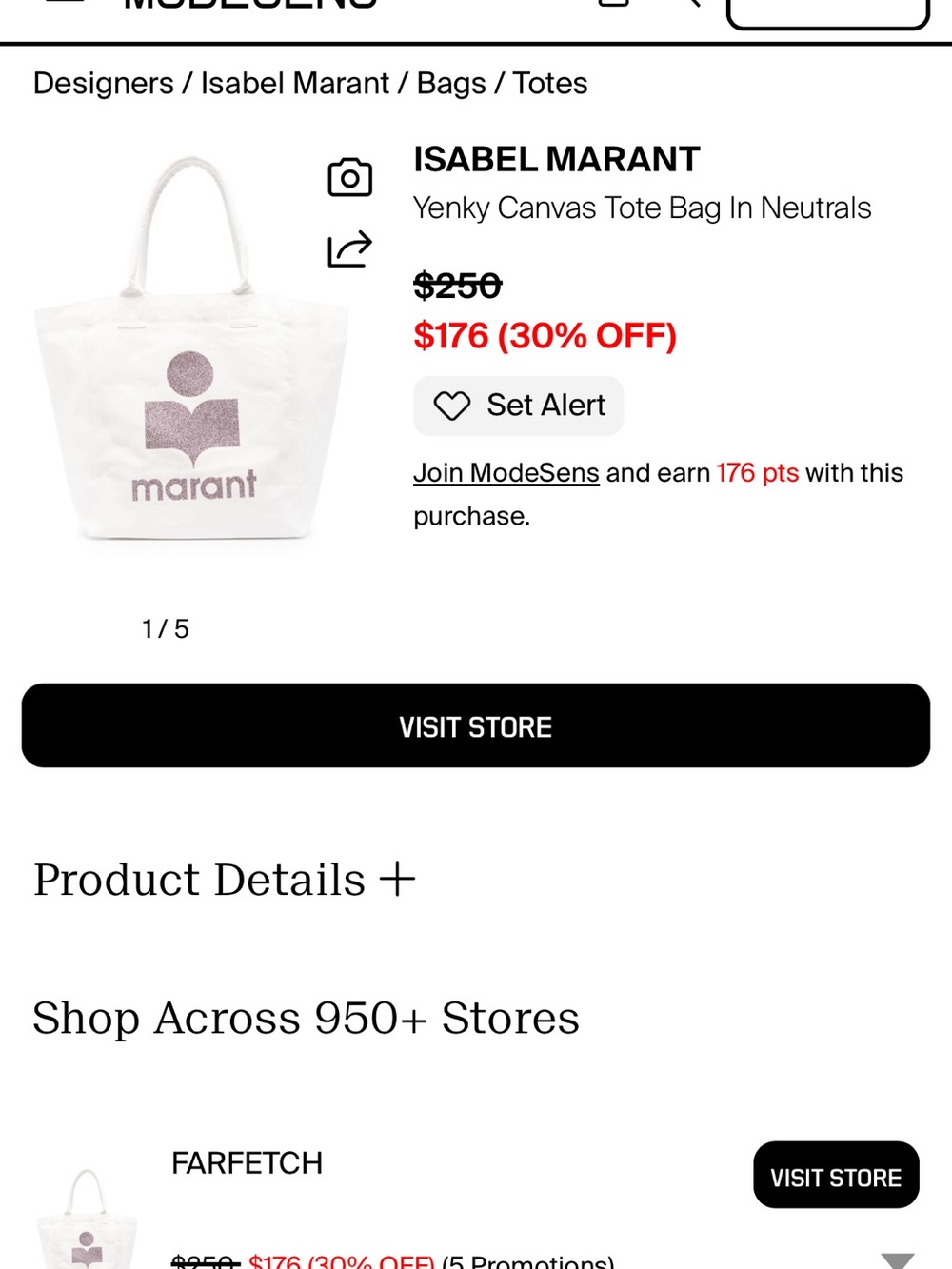 Isabel Marant White Canvas Tote with Gray Logo - Picture 4 of 4